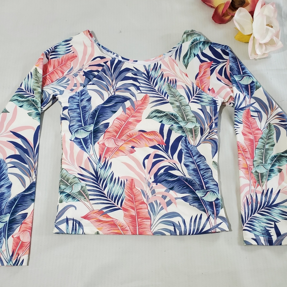 Coastal Kids tropical long sleeves rashguard/swim top